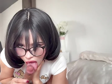 Cumshot of my Brazilian MILF's pretty face greatest extent drilling her tight hole in BASHFUL ANIME GAL's bj video