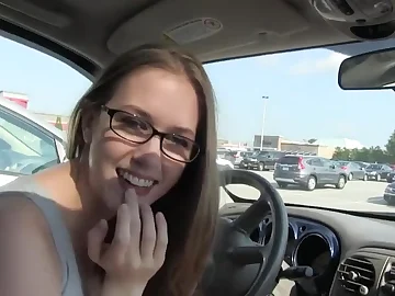 Amateur glasses teen sucking weasel words in car