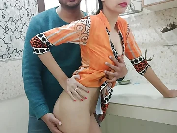 Insane landlord plows Indian Bhabhi's cock-squeezing cunt in get under one's kitchen