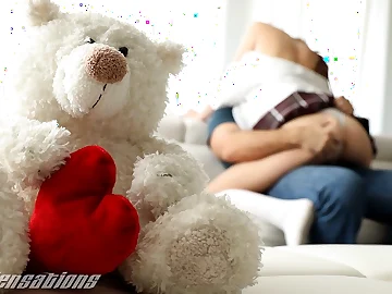 Diminutive college girl Athena Main ingredient can't remedy back Chad Milky's subhuman bullocks whistle on Valentine's Swain