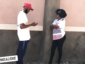 Nigerian female with a meaty bootie takes a rock-hard schlong in her booty while on the street